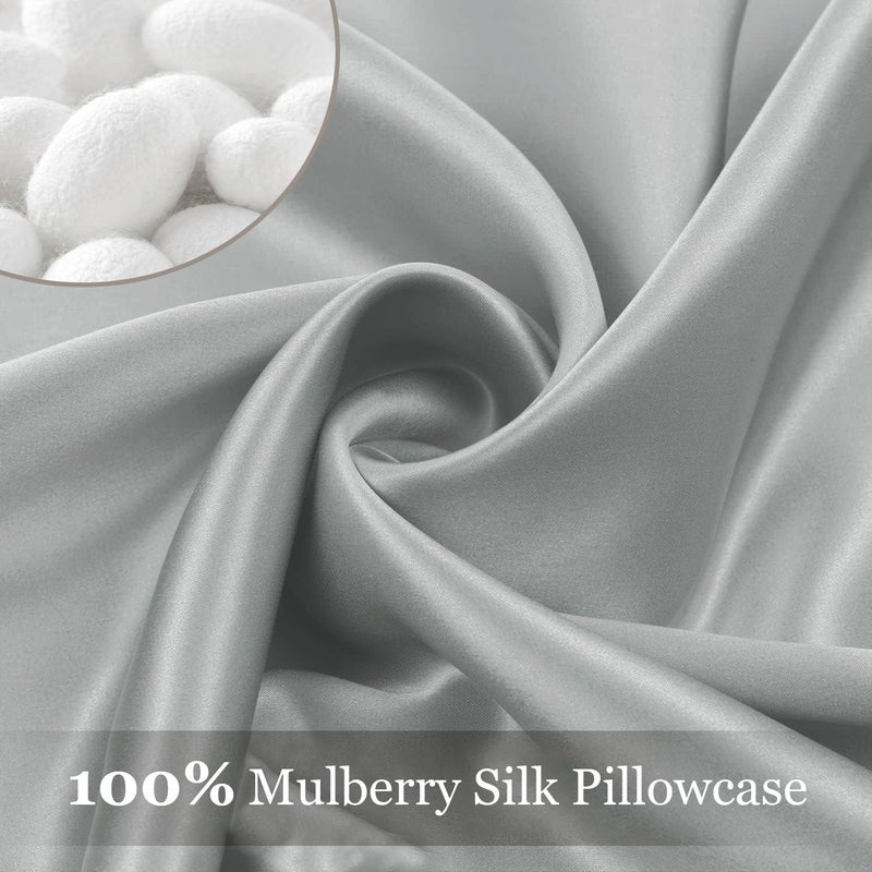 Adubor 100% Silk Pillowcase - Mulberry Silk Pillow Cases, 23 Momme 6A Grade Fibers, Silk Pillow Case for Hair and Skin Health, with Hidden Zipper (King 20''Ã—36'', Dark Gray, 1PC) - Image 3